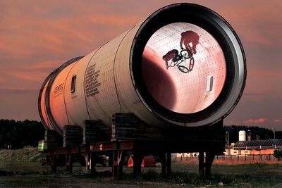 Built structure against sky at sunset