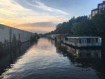 Scenic view of river against sky during sunset