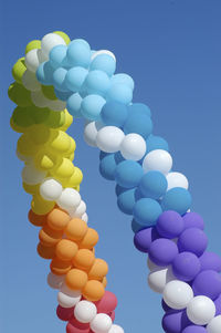 Close-up of colorful balloons against clear sky