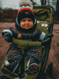 Portrait of cute girl in winter