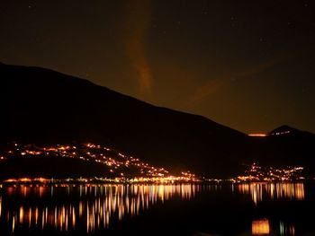 Scenic view of river against sky at night