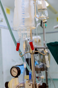Close-up of medical equipment at hospital