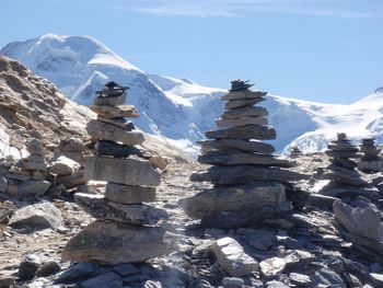 Scenic view of snow covered mountains against sky