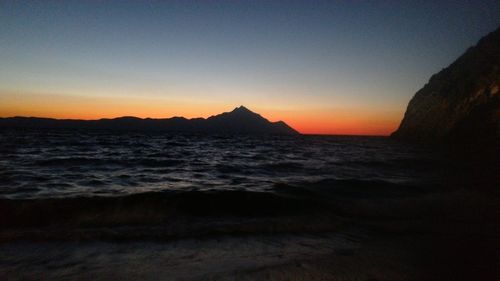 Scenic view of sea against dramatic sky