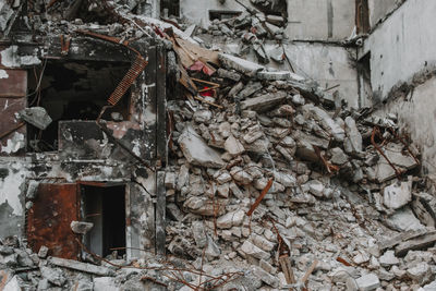 Close-up of abandoned building