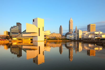 Reflection of buildings in city