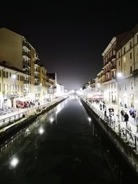 View of illuminated buildings at night