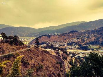 High angle view of landscape against sky