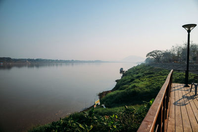 Scenic view of lake against clear sky