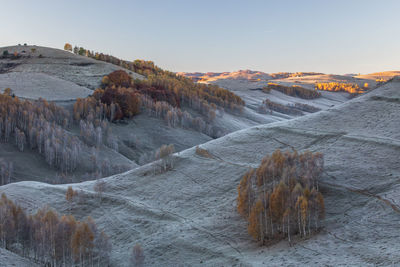 Scenic view of mountains against clear sky