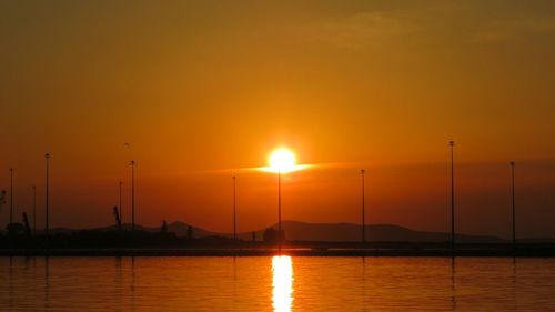 Scenic view of sunset over sea