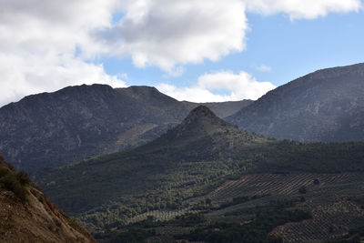 Scenic view of mountains against sky