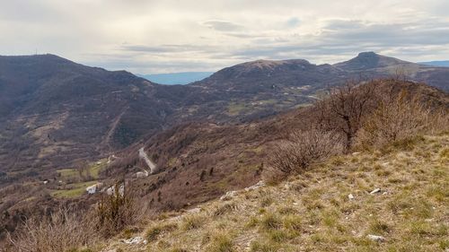 Scenic view of mountains against sky