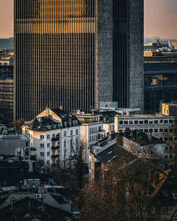 Illuminated buildings in city at night