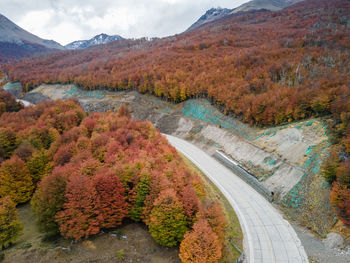 High angle view of road by mountain