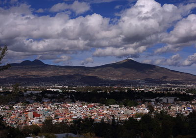 High angle view of townscape against sky