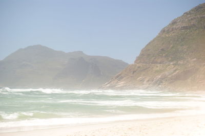 Scenic view of mountains against clear sky