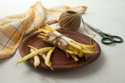 High angle view of food on table