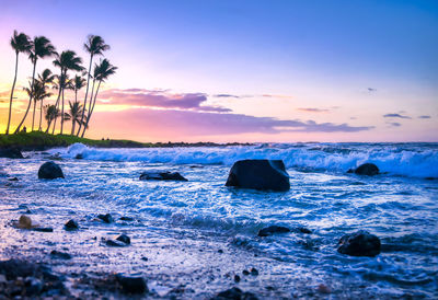 Scenic view of sea during sunset