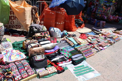 High angle view of market stall for sale