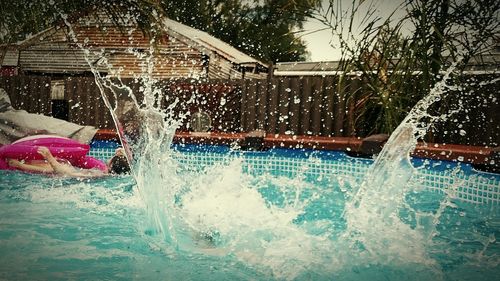 View of water splashing in water