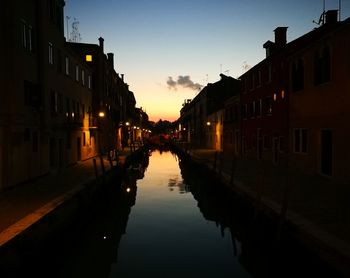 Canal amidst buildings in town against clear sky