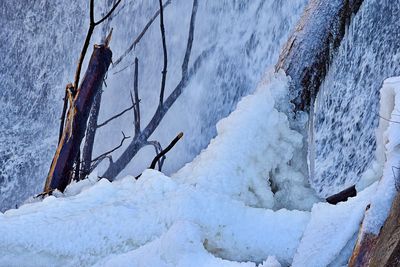 Frozen water in winter