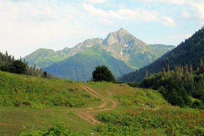 Scenic view of mountains against sky