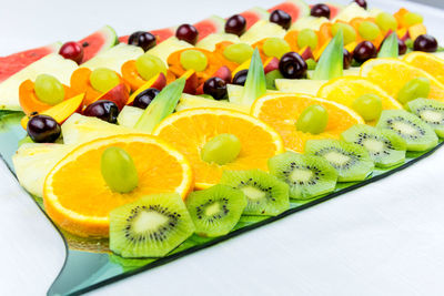 Close-up of fruits in plate
