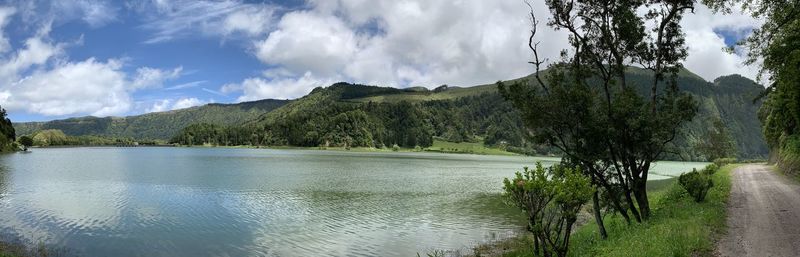 Panoramic view of lake against sky