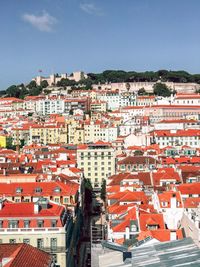 High angle view of townscape against sky