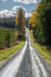 Gravel road through the country road