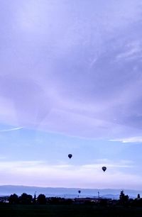 Hot air balloon flying in sky