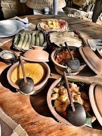 High angle view of food on table