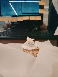 Close-up of cake on table