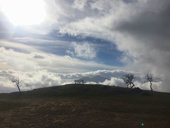 Scenic view of landscape against cloudy sky