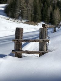 Built structure on snow covered land