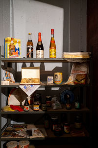 Bottles on table at home