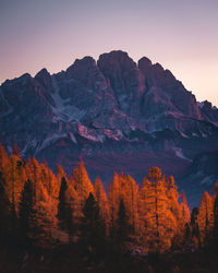 Scenic view of mountains during autumn