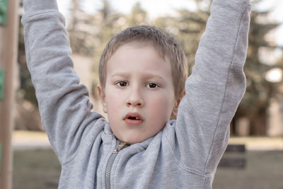 Portrait of cute boy outdoors