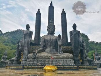 Low angle view of statues at temple