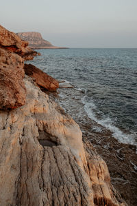 Scenic view of sea against clear sky