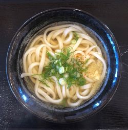 High angle view of soup in bowl