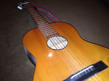 High angle view of guitar