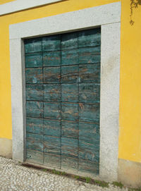 Closed door of building