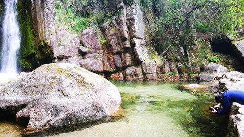 Scenic view of waterfall