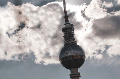 Low angle view of fernsehturm against sky