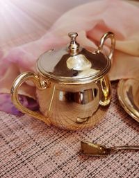 High angle view of tea on table