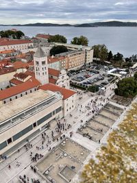 High angle view of buildings in city