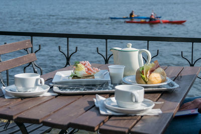 View of breakfast on table at restaurant